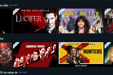 Amazon Prime Video user interface