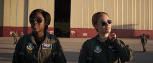 Brie Larson as Carol Danvers and Lashana Lynch as Maria Rambeau in Captain Marvel (2019)